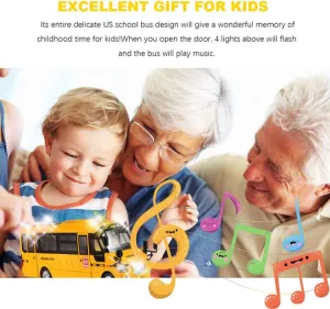 9" Yellow School Bus Large Pull Back Alloy Diecast Metal School Bus Model with Openable Doors and Get on/Off Bus Sound for Gift,Cake Topper,Home Decor