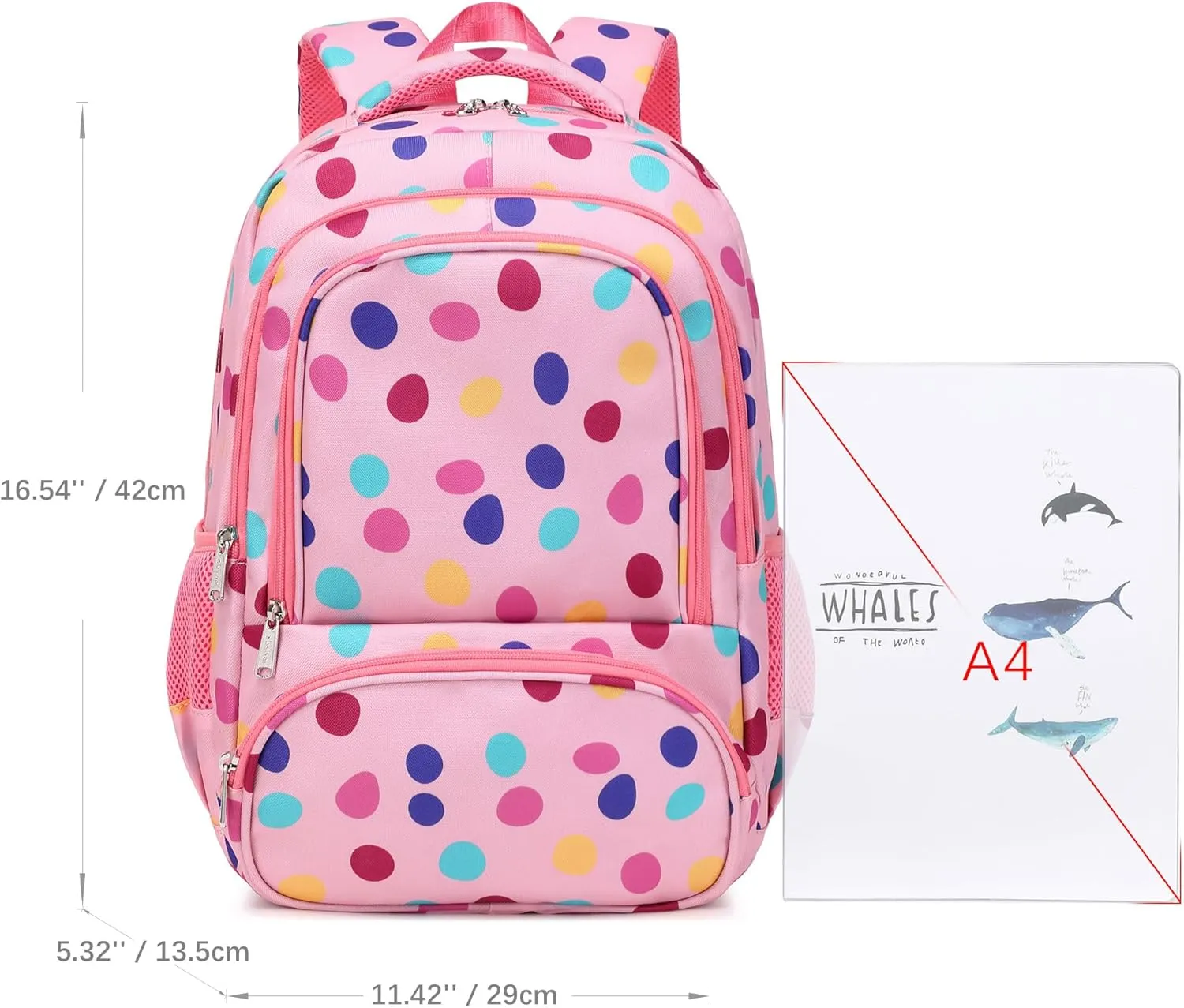 abshoo Colourful Polka Dots Kids Backpack For School Girls Elementary Kindergarten Bookbag Lightweight School Bags (Colourful Polka Dots)