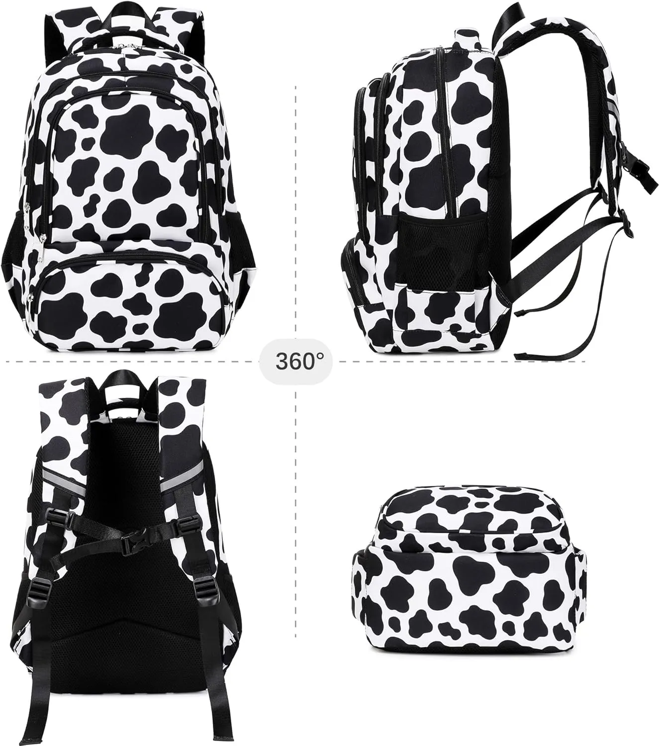 abshoo Cow Print Kids Backpack For School Girl Elementary Middle School Bags Preppy Bookbag for Teen Girls Ages 6-8-10-12 (Cow Print)