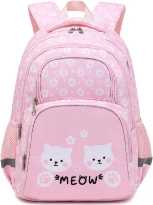 abshoo Cute Cat School Backpack For Girls Elementary Kindergarten Kids School Bag (Cat Pink A)