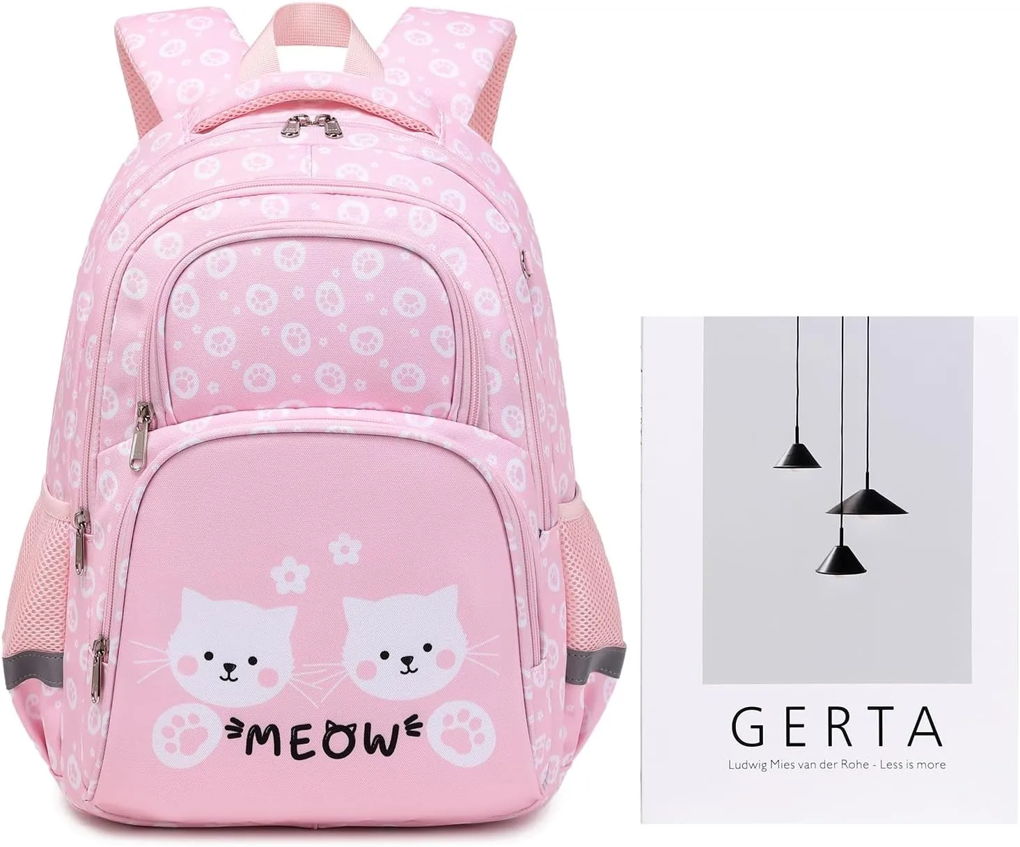 abshoo Cute Cat School Backpack For Girls Elementary Kindergarten Kids School Bag (Cat Pink A)