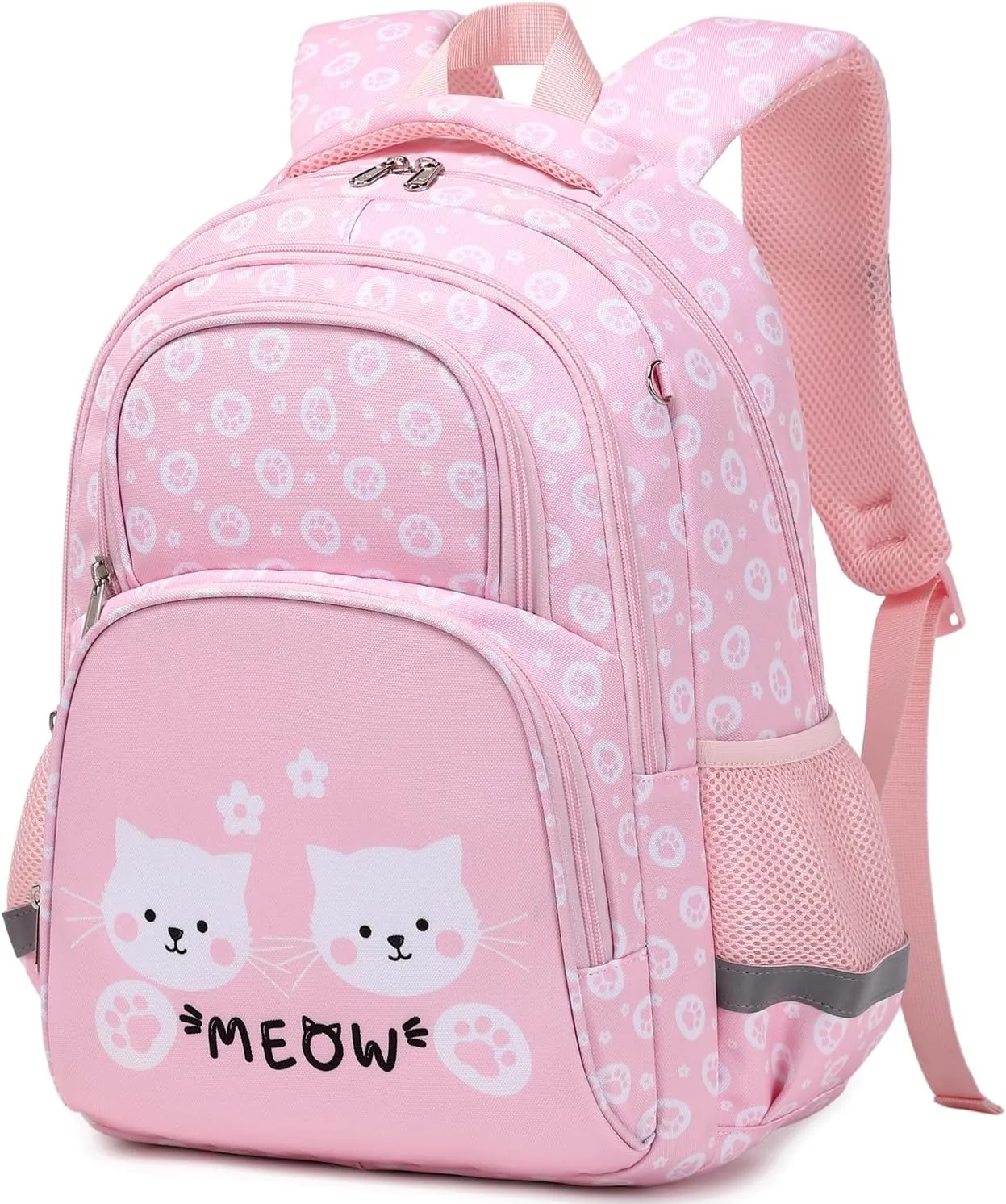 abshoo Cute Cat School Backpack For Girls Elementary Kindergarten Kids School Bag (Cat Pink A)