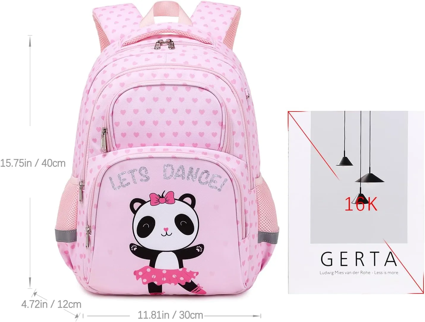 abshoo Cute Panda School Backpack For Girls Elementary Kindergarten Kids School Bag (Panda Pink A)