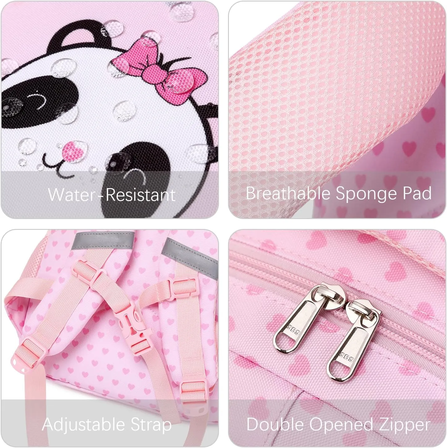 abshoo Cute Panda School Backpack For Girls Elementary Kindergarten Kids School Bag (Panda Pink A)