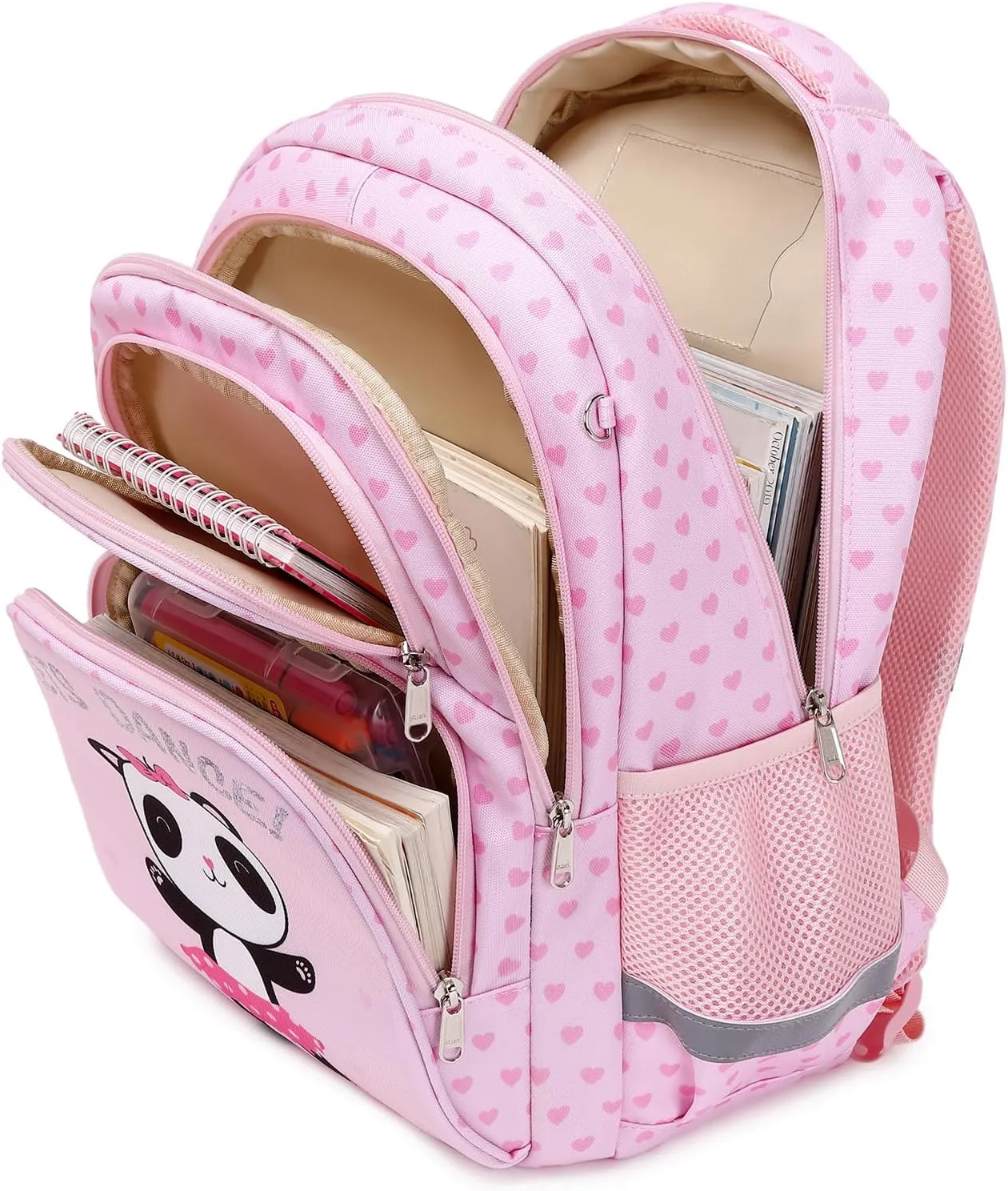 abshoo Cute Panda School Backpack For Girls Elementary Kindergarten Kids School Bag (Panda Pink A)