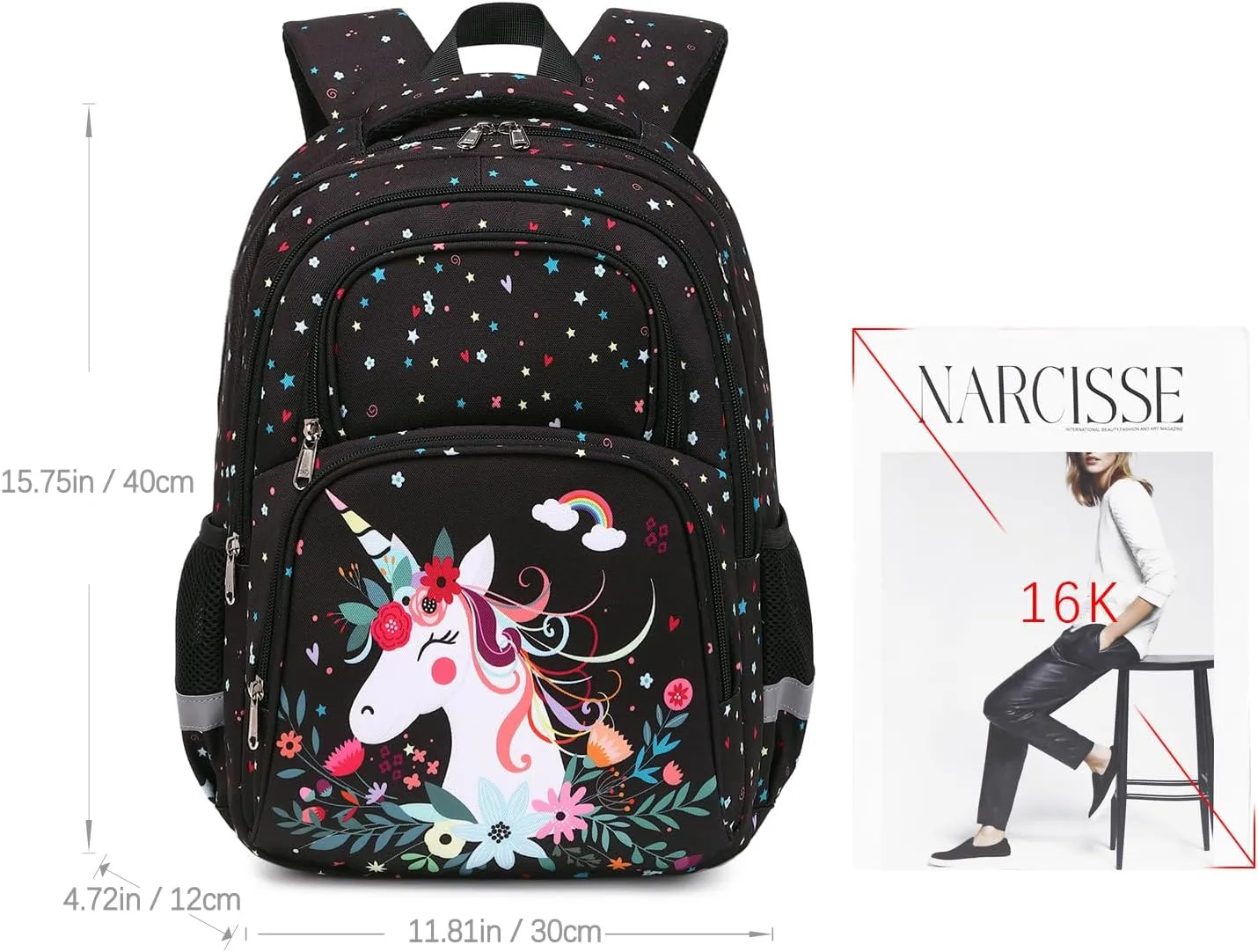 abshoo Cute Unicorn School Backpack For Girls Elementary Kindergarten Kids School Bag (Unicorn Black)