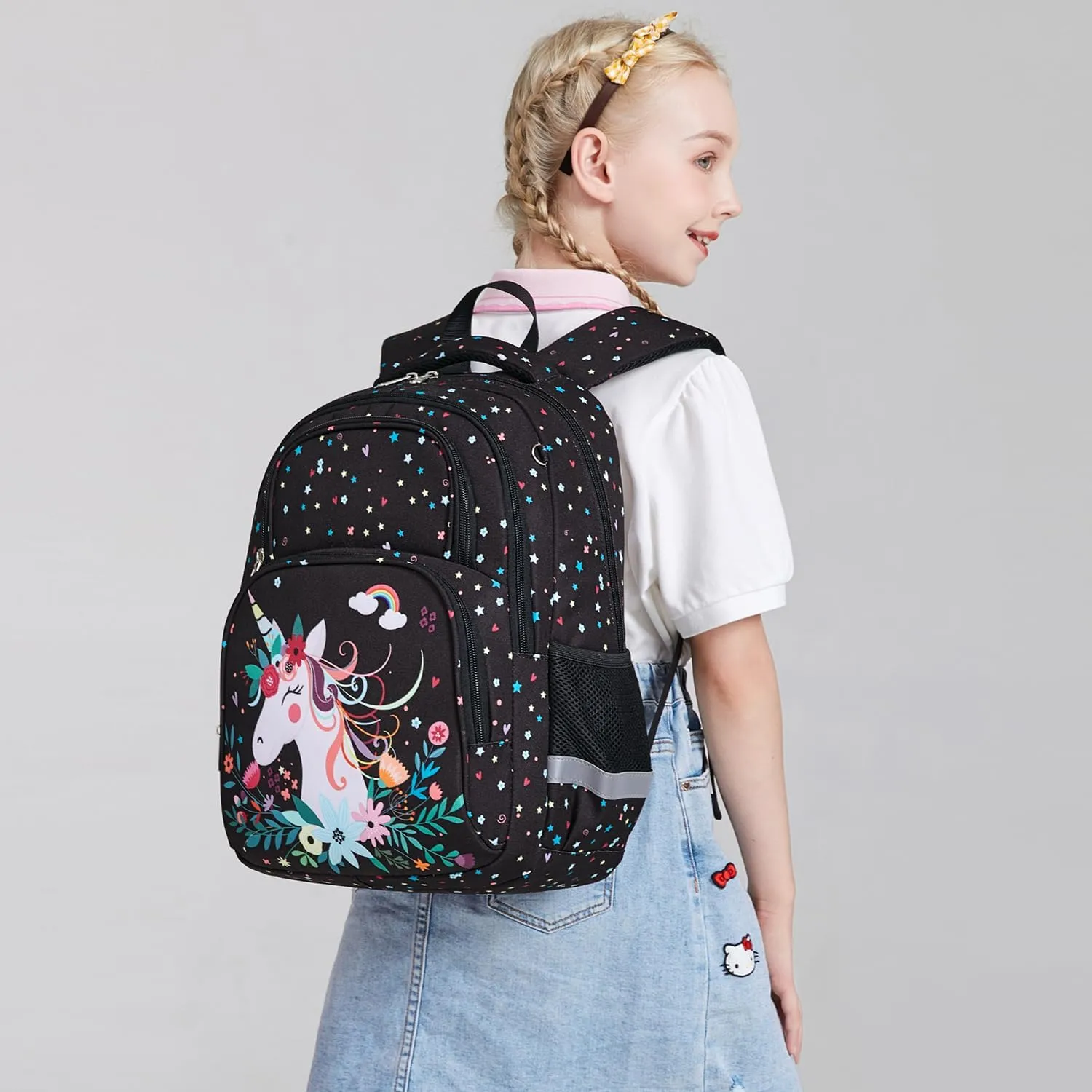 abshoo Cute Unicorn School Backpack For Girls Elementary Kindergarten Kids School Bag (Unicorn Black)