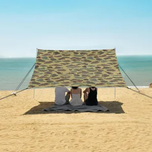 Abstract Camouflag Beach Canopy Tent Anti-UV & Wind Resistant, Green Camping Sun Shelter Easy Setup Portable,Outdoor Shade Tents with Sandbags,Sand Shovels,Ground Pegs & Stability Poles