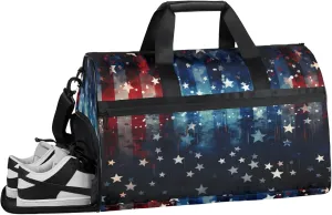 Abstract Gym Bags for Men Women, 43L Medium Sports Flag Patter Travel Duffel Bag for Men with Shoe Compartment,Carry on Bags for Airplanes Women