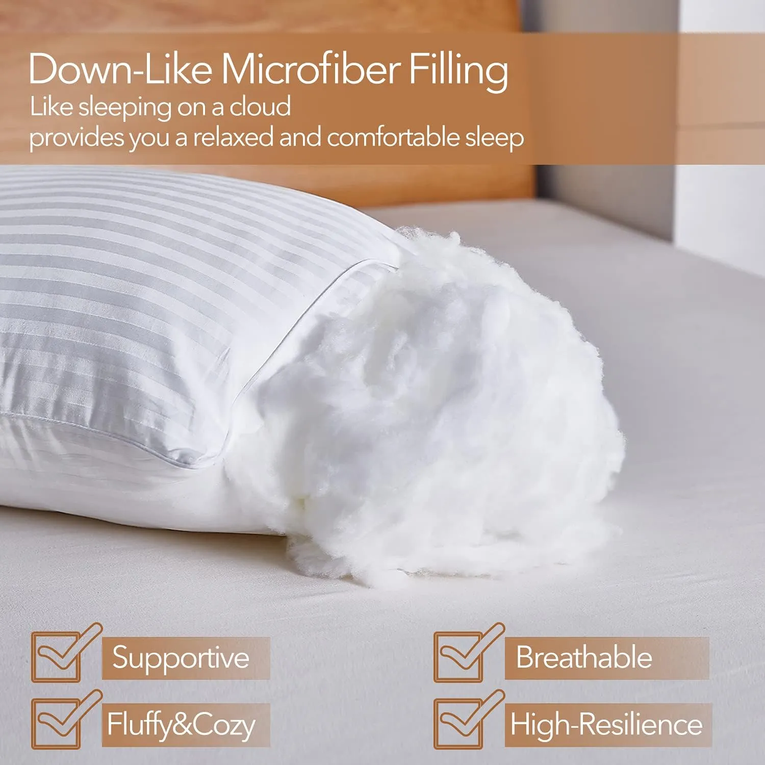 Acanva Bed Pillows for Sleeping 2 Pack with Luxury Hotel Quality, Super Plush 3D Fiber Filling, Top-end Microfiber Cover for Side Stomach Back Sleepers