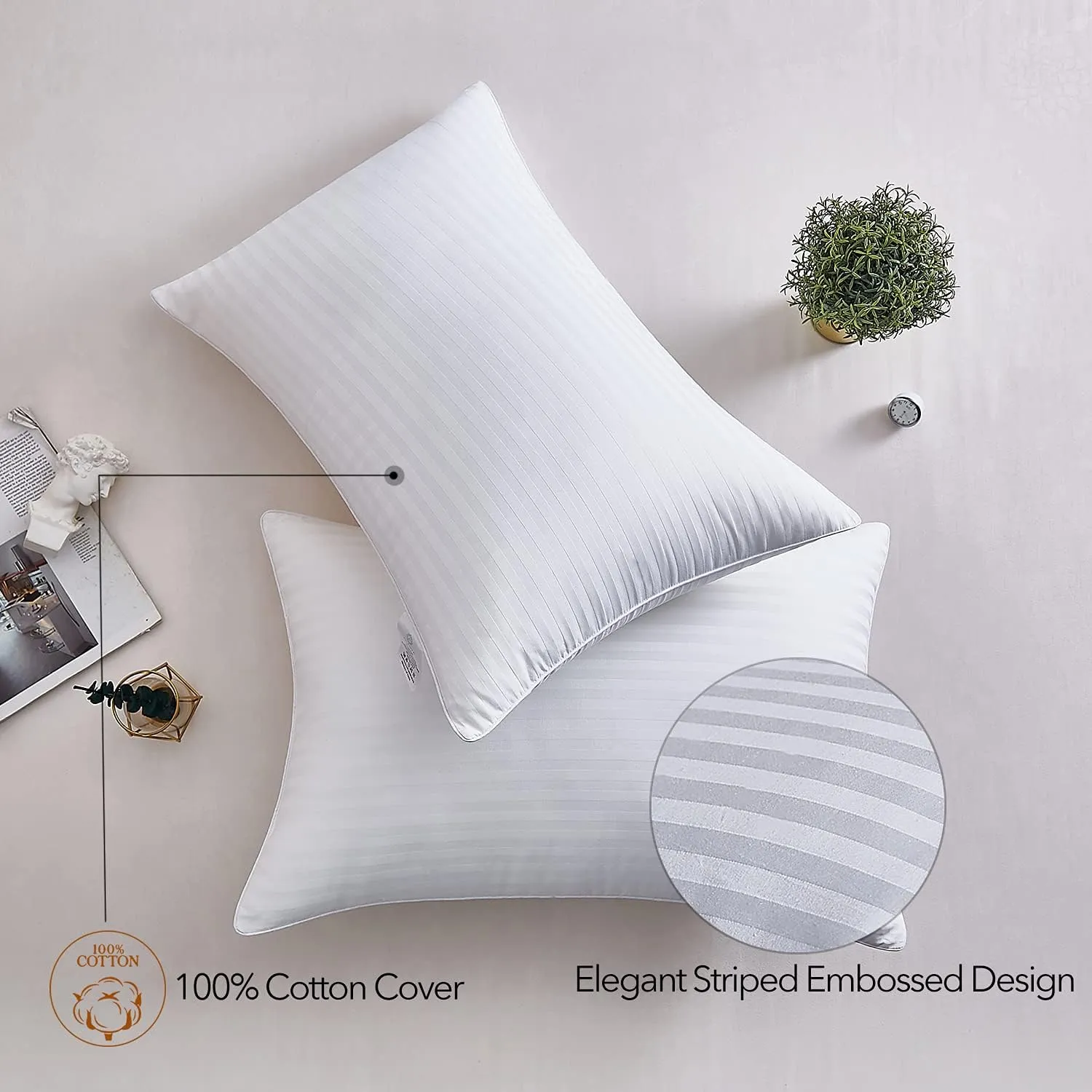 Acanva Bed Pillows for Sleeping 2 Pack with Luxury Hotel Quality, Super Plush 3D Fiber Filling, Top-end Microfiber Cover for Side Stomach Back Sleepers