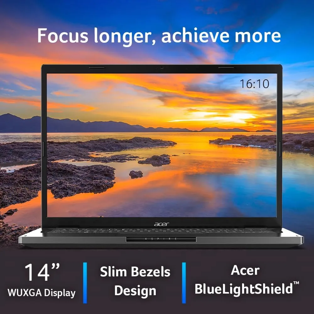 acer Aspire 14 Laptop | 14.0" WUXGA 1920 x 1200 IPS | Intel Core 5 Processor 120U | Intel Graphics | 16GB LPDDR5 | 512GB Gen4 SSD | Wi-Fi 6E | AI PC | Copilot Key | Backlit Keyboard | A14-51M-515G