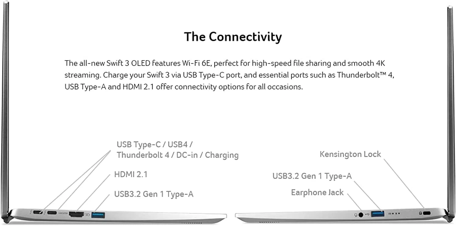 Acer Swift 3 OLED Intel Evo Thin & Light Laptop | 14" OLED 2880x1800 | Intel Core i7-12700H | Intel Iris Xe Graphics | 16GB LPDDR5 | 1TB SSD |Wi-Fi 6E | Windows 11 Home | SF314-71-75MW, Gray