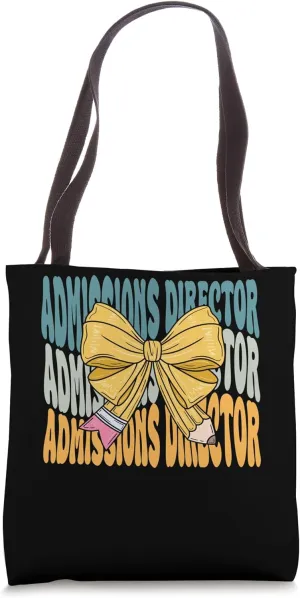Admissions Director Groovy Coquette Bow Cute Back to School Tote Bag
