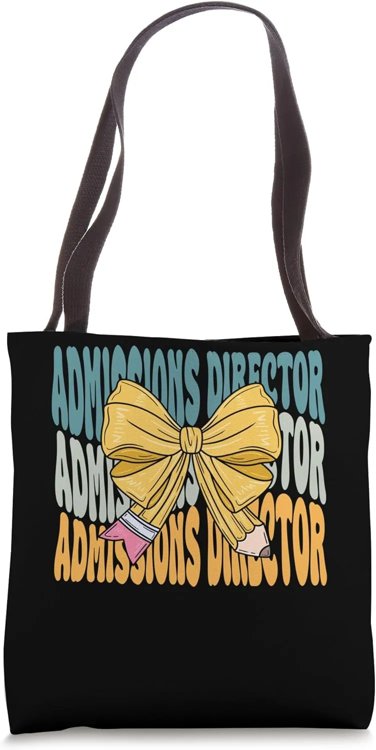 Admissions Director Groovy Coquette Bow Cute Back to School Tote Bag