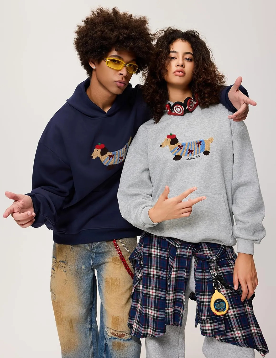 Aelfric Eden Cartoon Dog Hoodie Couple Hooded Sweatshirt Long Sleeve Pullover Oversized Hoodies 2025 Outfits