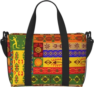 African National Patterns Printinggym Bags For Men Women, Foldable Travel Duffle Bag,Lightweight Weekender Duffel Bag