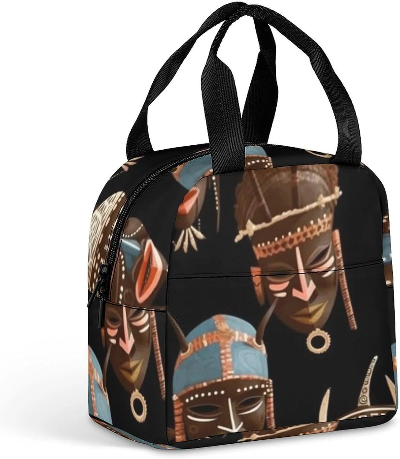 African Ritual Ethnic Tribal Lunch Bag Portable Insulated Lunch Box Reusable Cooler Bag Lunch Tote Bag for Women Men Work Travel Picnic, 22*20*13cm
