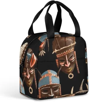 African Ritual Ethnic Tribal Lunch Bag Portable Insulated Lunch Box Reusable Cooler Bag Lunch Tote Bag for Women Men Work Travel Picnic, 22*20*13cm