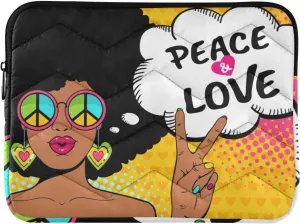 ALAZA African American Afro Woman Peace Laptop Sleeve Case 13, 13.3, 14 inch, Computer Cases for Pad Tablet, Waterproof Briefcase Bag