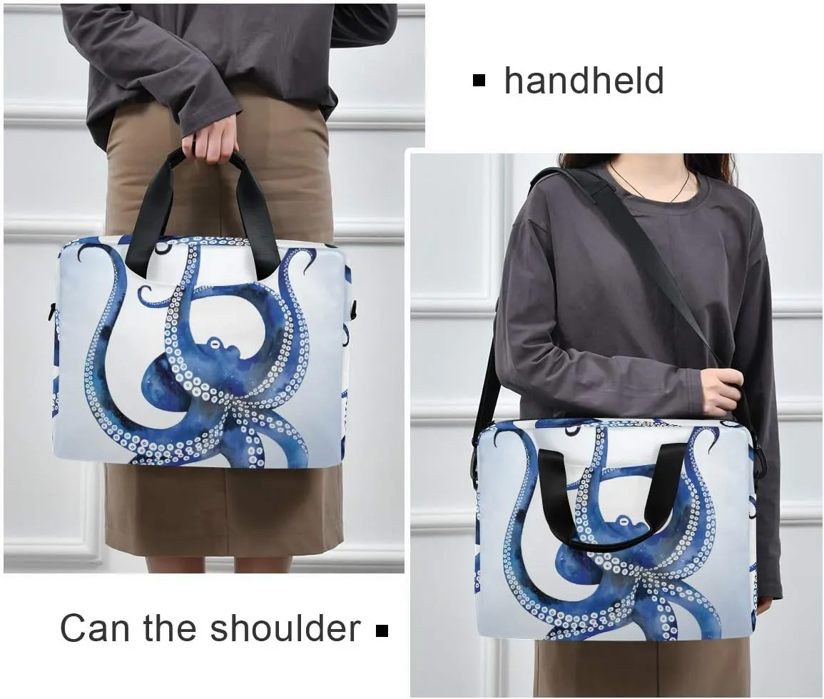 ALAZA Blue Marine Kraken Octopus Laptop Case Bag Sleeve Portable Crossbody Messenger Briefcase w/Strap Handle, 13 14 15.6 inch