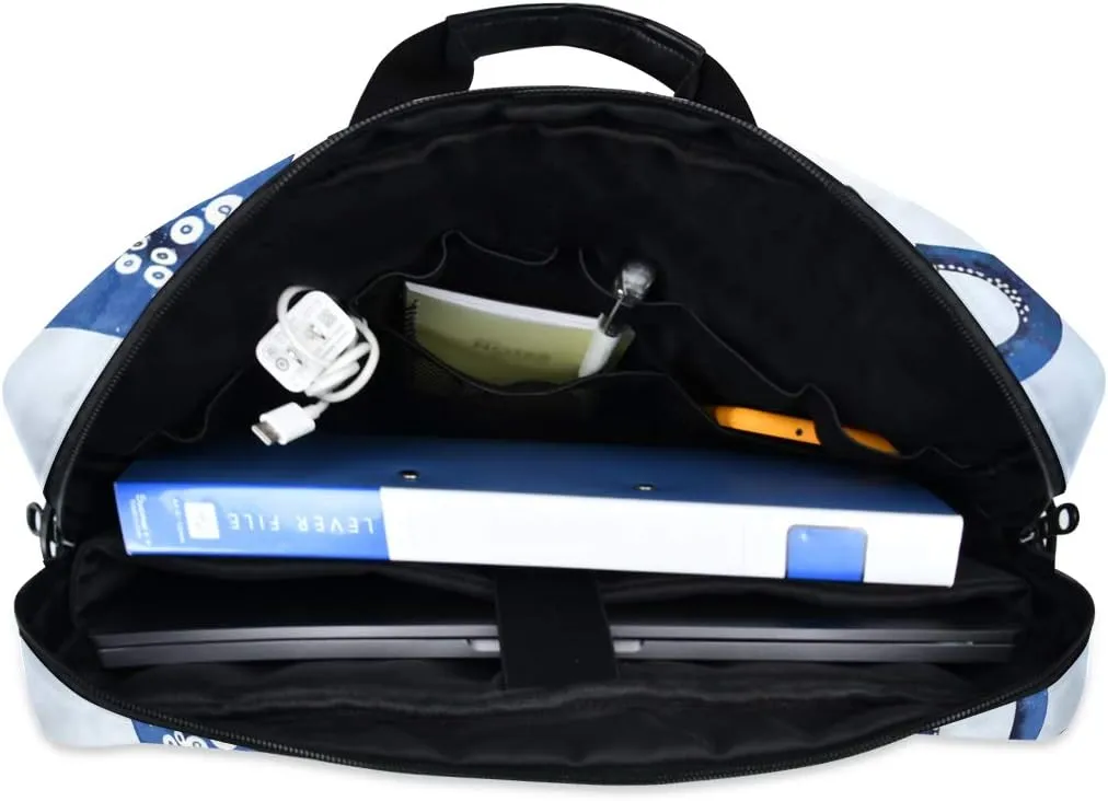 ALAZA Blue Marine Kraken Octopus Laptop Case Bag Sleeve Portable Crossbody Messenger Briefcase w/Strap Handle, 13 14 15.6 inch