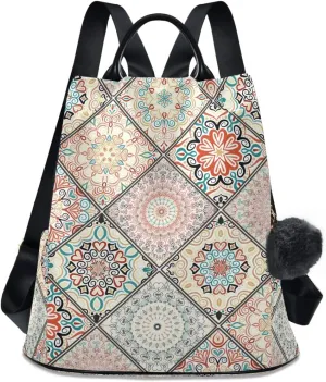 ALAZA Boho Chic Bohemian Mandala Style Backpack Purse for Women Anti Theft Fashion Back Pack Shoulder Bag