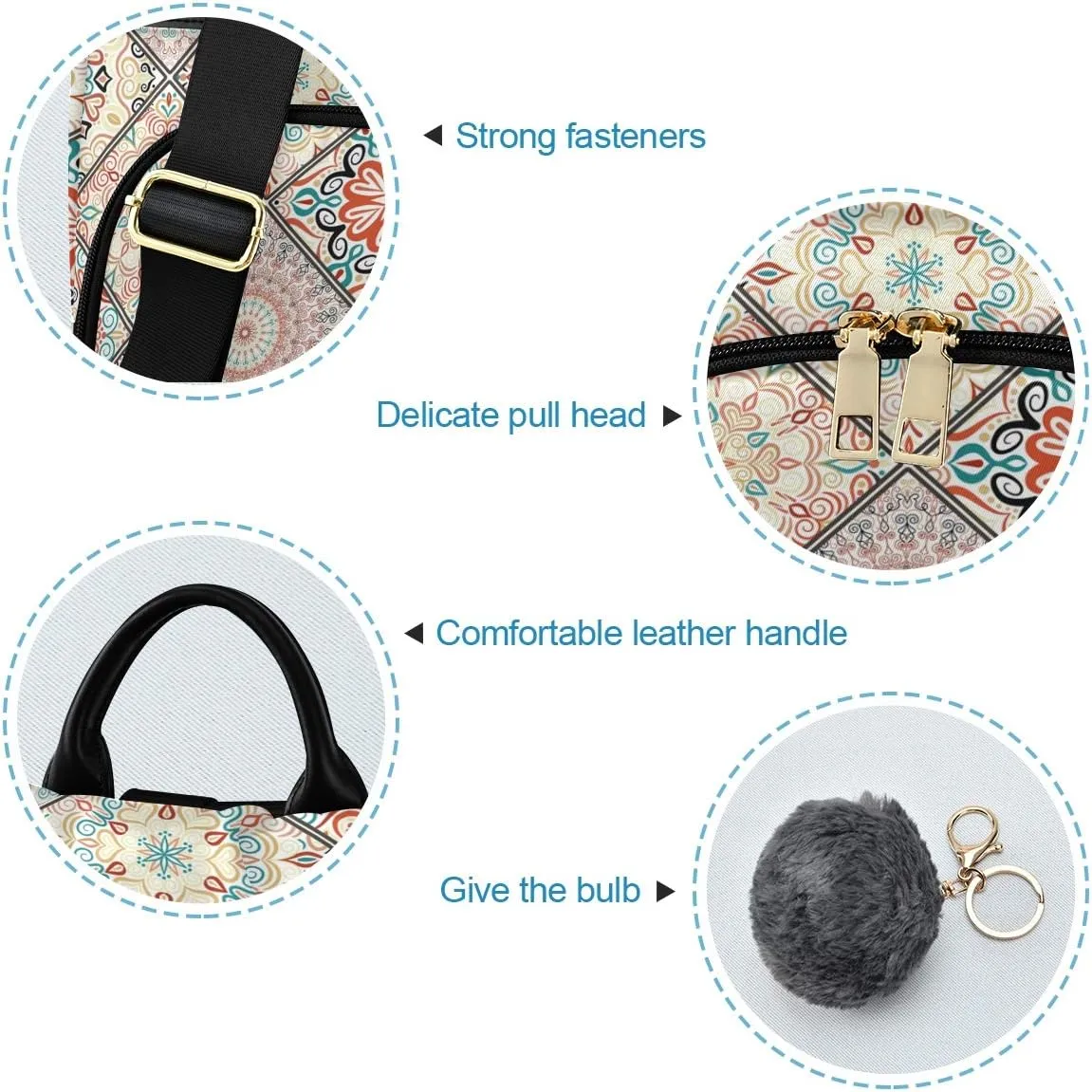 ALAZA Boho Chic Bohemian Mandala Style Backpack Purse for Women Anti Theft Fashion Back Pack Shoulder Bag