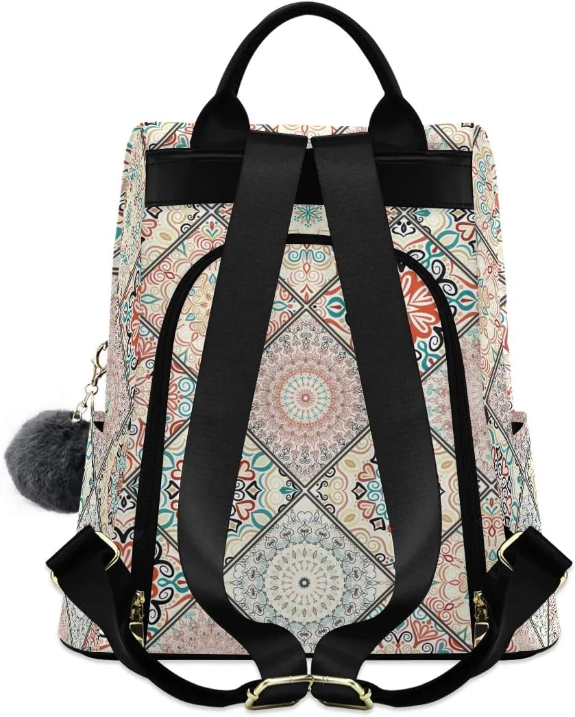ALAZA Boho Chic Bohemian Mandala Style Backpack Purse for Women Anti Theft Fashion Back Pack Shoulder Bag