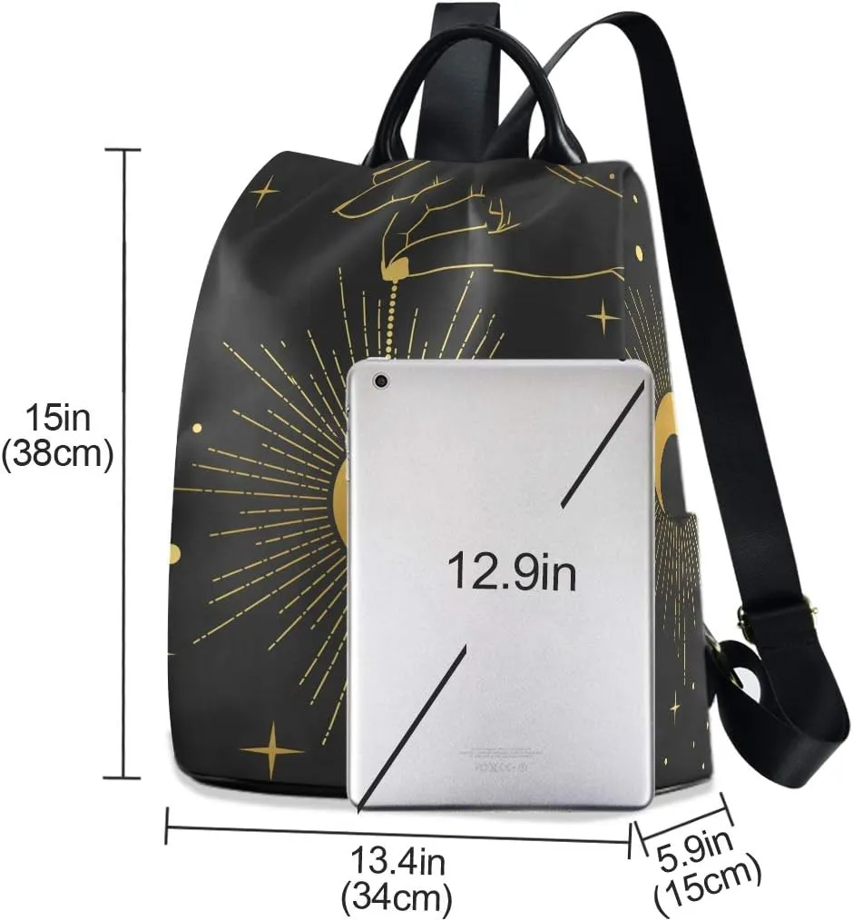 ALAZA Boho Style Hand Holding Crescent Moon Backpack Purse for Women Anti Theft Fashion Back Pack Shoulder Bag