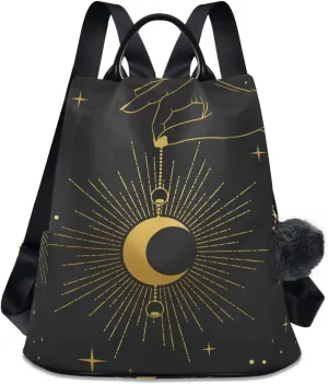 ALAZA Boho Style Hand Holding Crescent Moon Backpack Purse for Women Anti Theft Fashion Back Pack Shoulder Bag