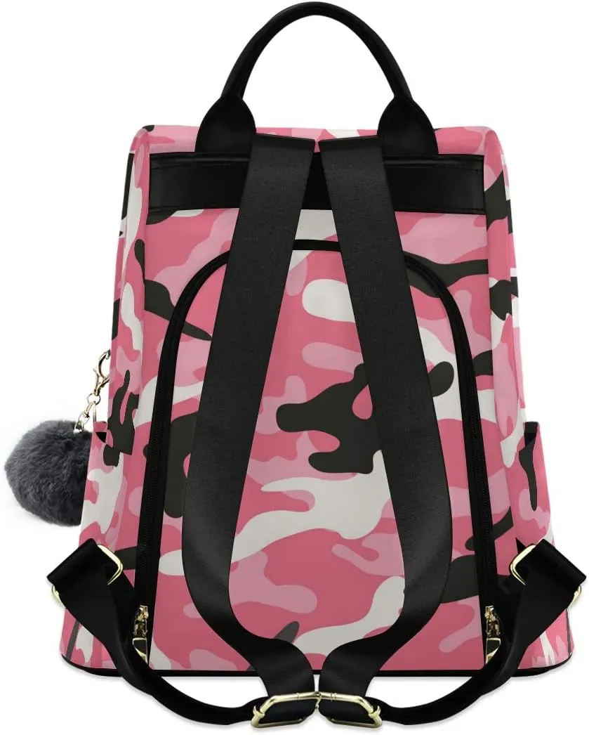 ALAZA Camo Pink Camouflage Backpack Purse for Women Anti Theft Fashion Back Pack Shoulder Bag
