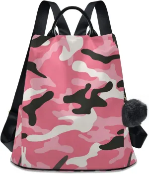 ALAZA Camo Pink Camouflage Backpack Purse for Women Anti Theft Fashion Back Pack Shoulder Bag