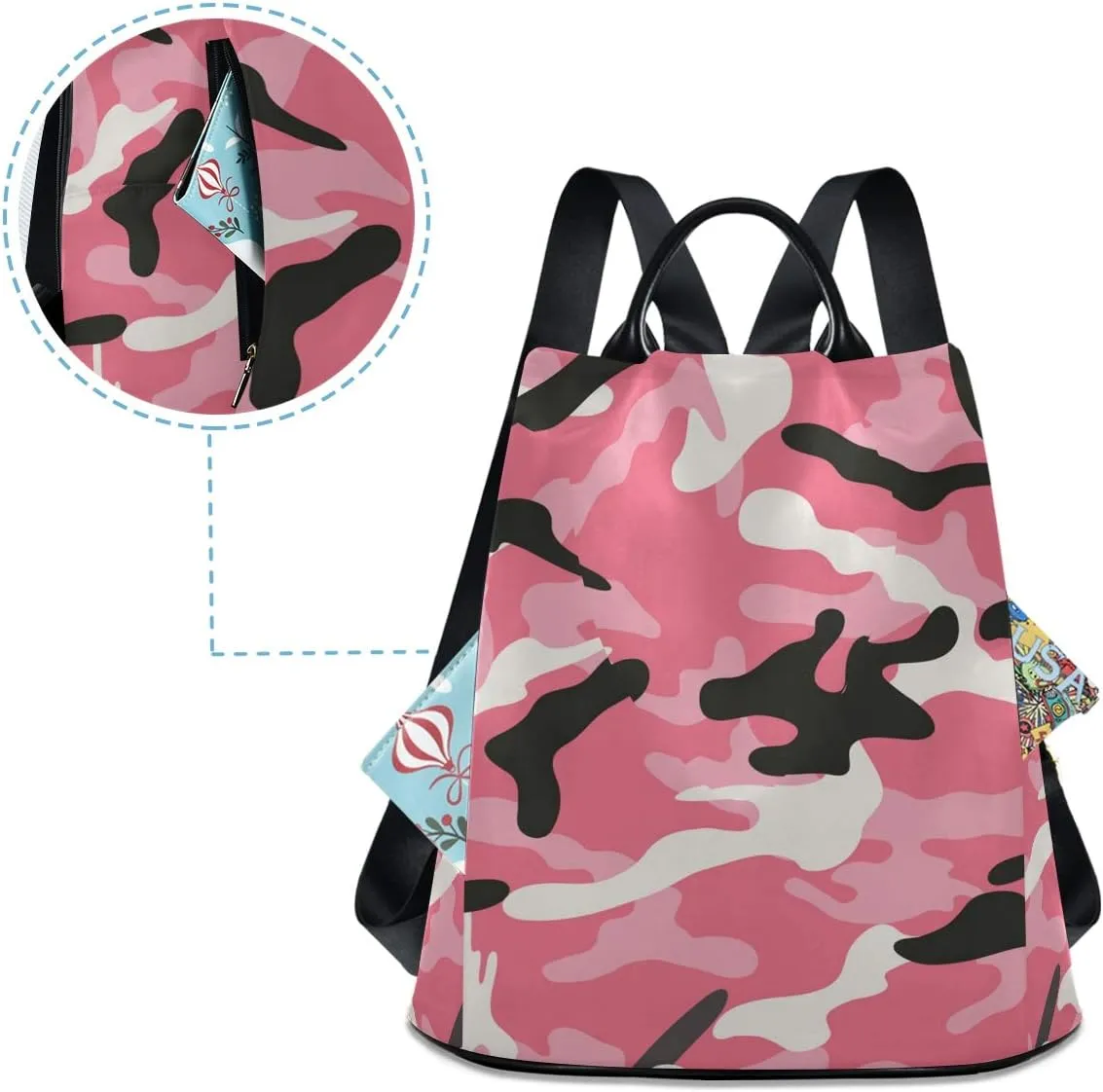 ALAZA Camo Pink Camouflage Backpack Purse for Women Anti Theft Fashion Back Pack Shoulder Bag
