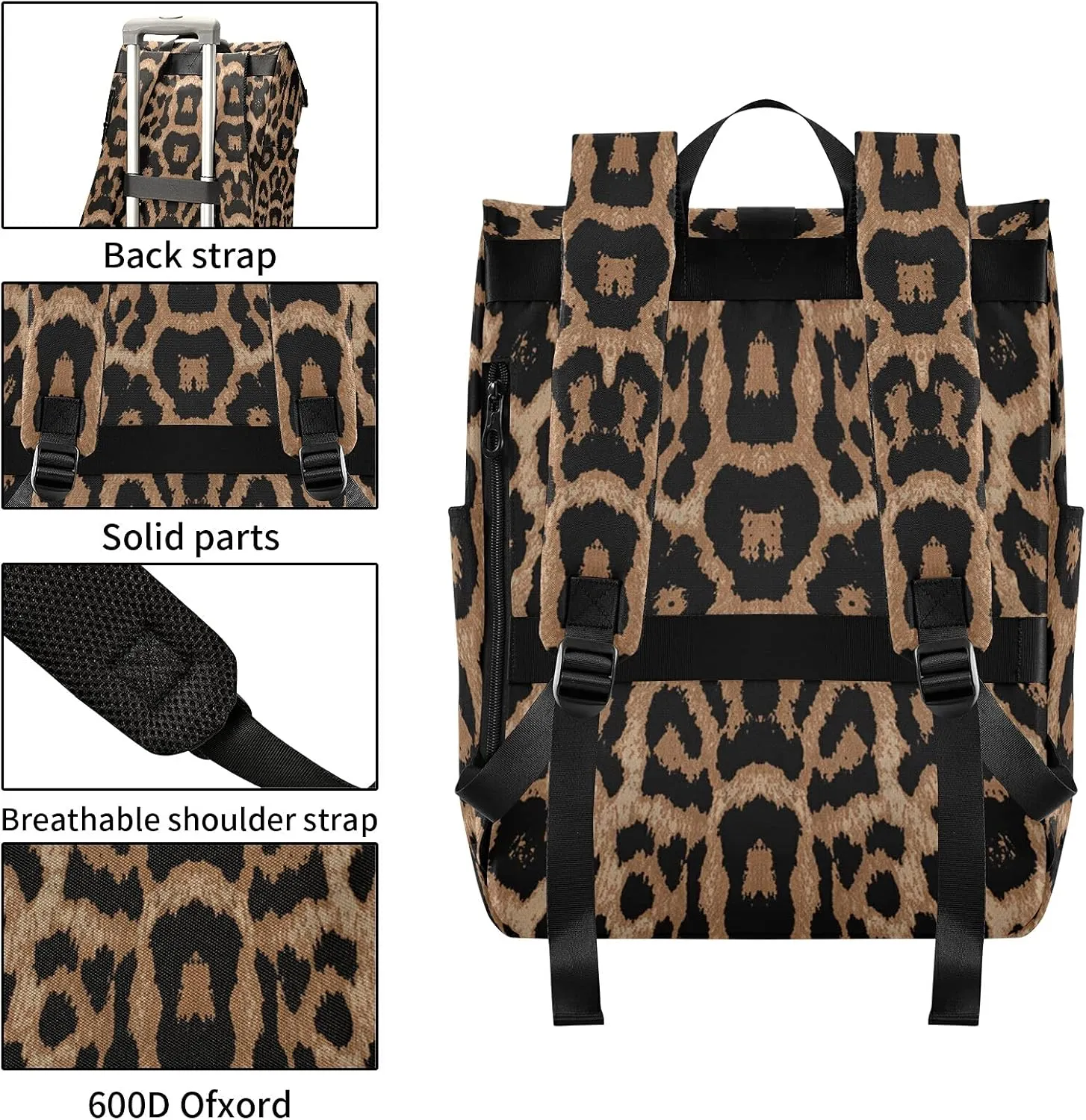 ALAZA Cheeteh Leopard Print Animal Large Laptop Backpack Purse for Women Men Waterproof Anti Theft Roll Top Backpack, 13-17.3 inch