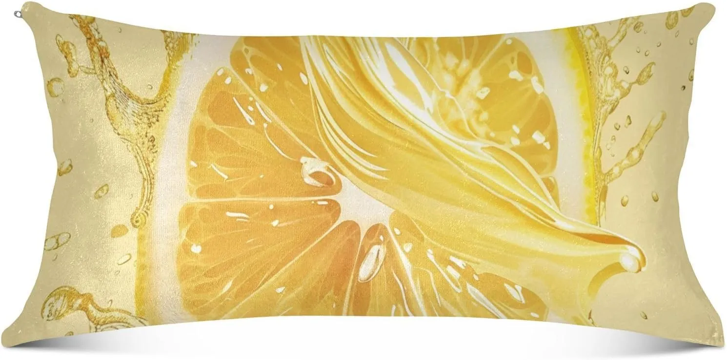 ALAZA Lemon Juice Plush Pillow Cases Body Size Pillow Cover Soft & Warm Zippered Bed Pillowcase, 21 x 54 inch