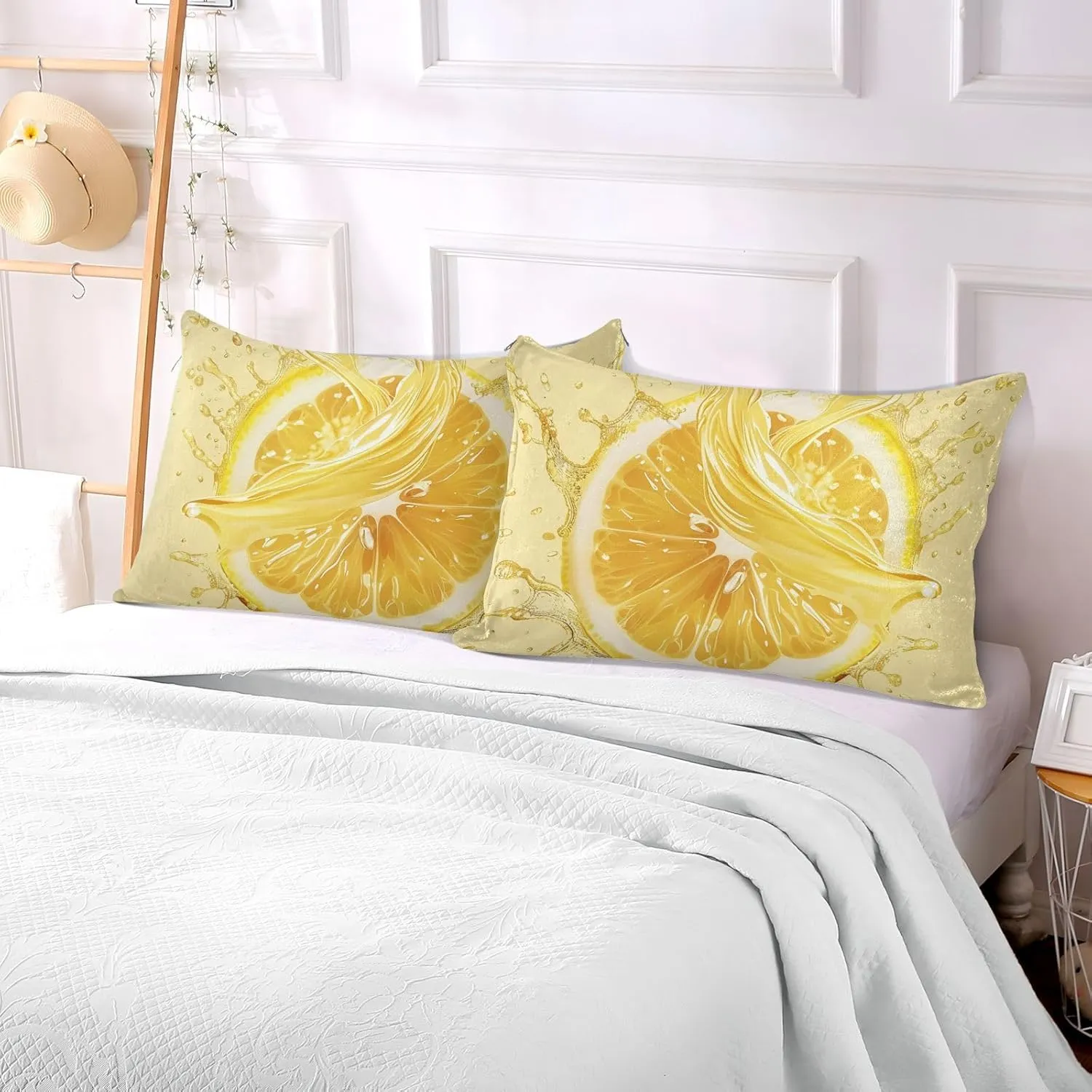 ALAZA Lemon Juice Plush Pillow Cases Body Size Pillow Cover Soft & Warm Zippered Bed Pillowcase, 21 x 54 inch