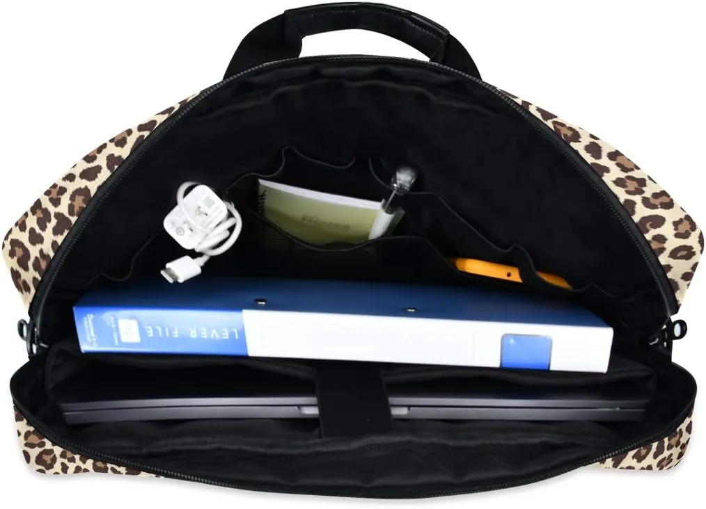 ALAZA Leopard Cheetah Print Animal Gemoetric Laptop Case Bag Sleeve Portable Crossbody Messenger Briefcase w/Strap Handle, 13 14 15.6 inch