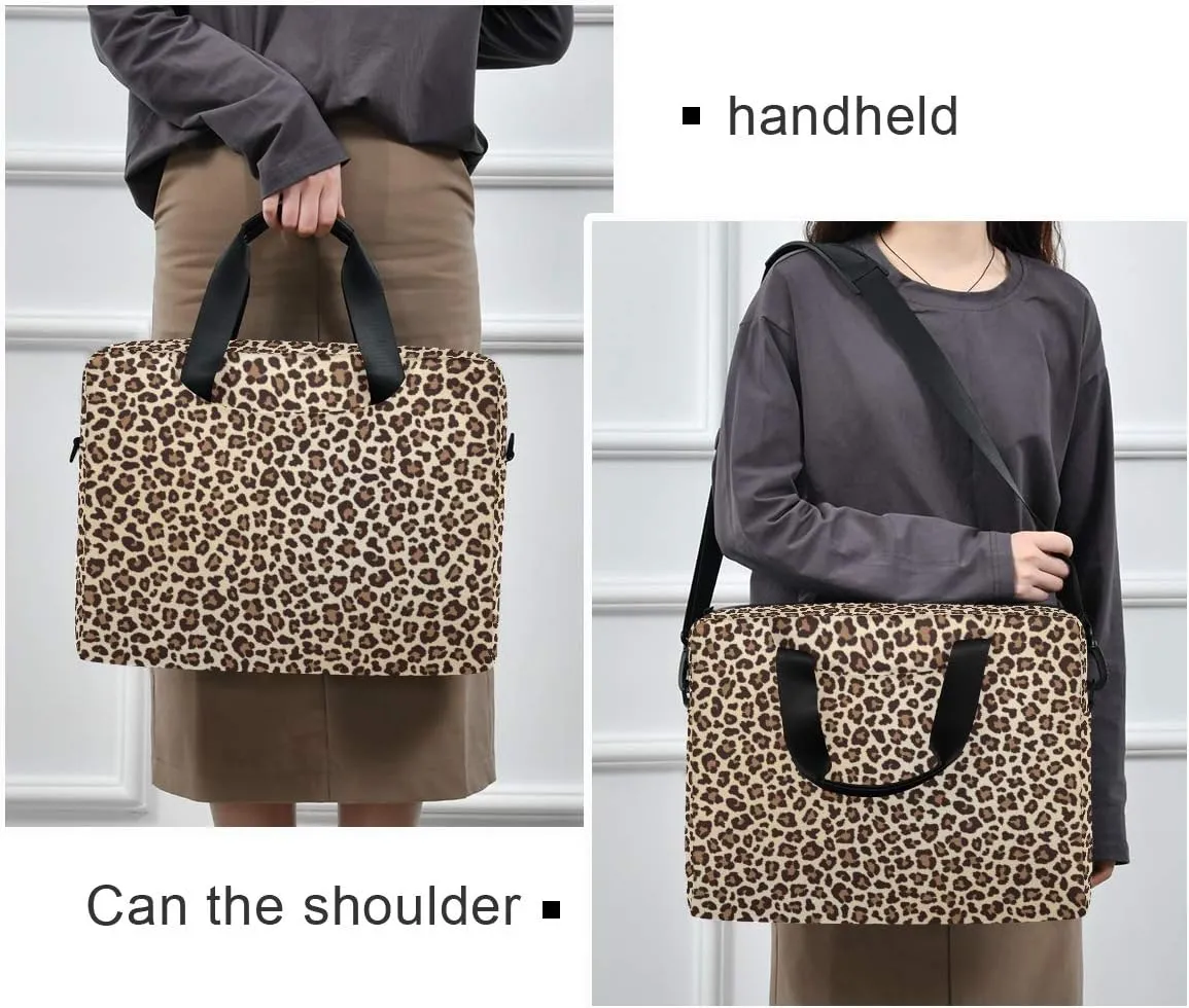 ALAZA Leopard Cheetah Print Animal Gemoetric Laptop Case Bag Sleeve Portable Crossbody Messenger Briefcase w/Strap Handle, 13 14 15.6 inch