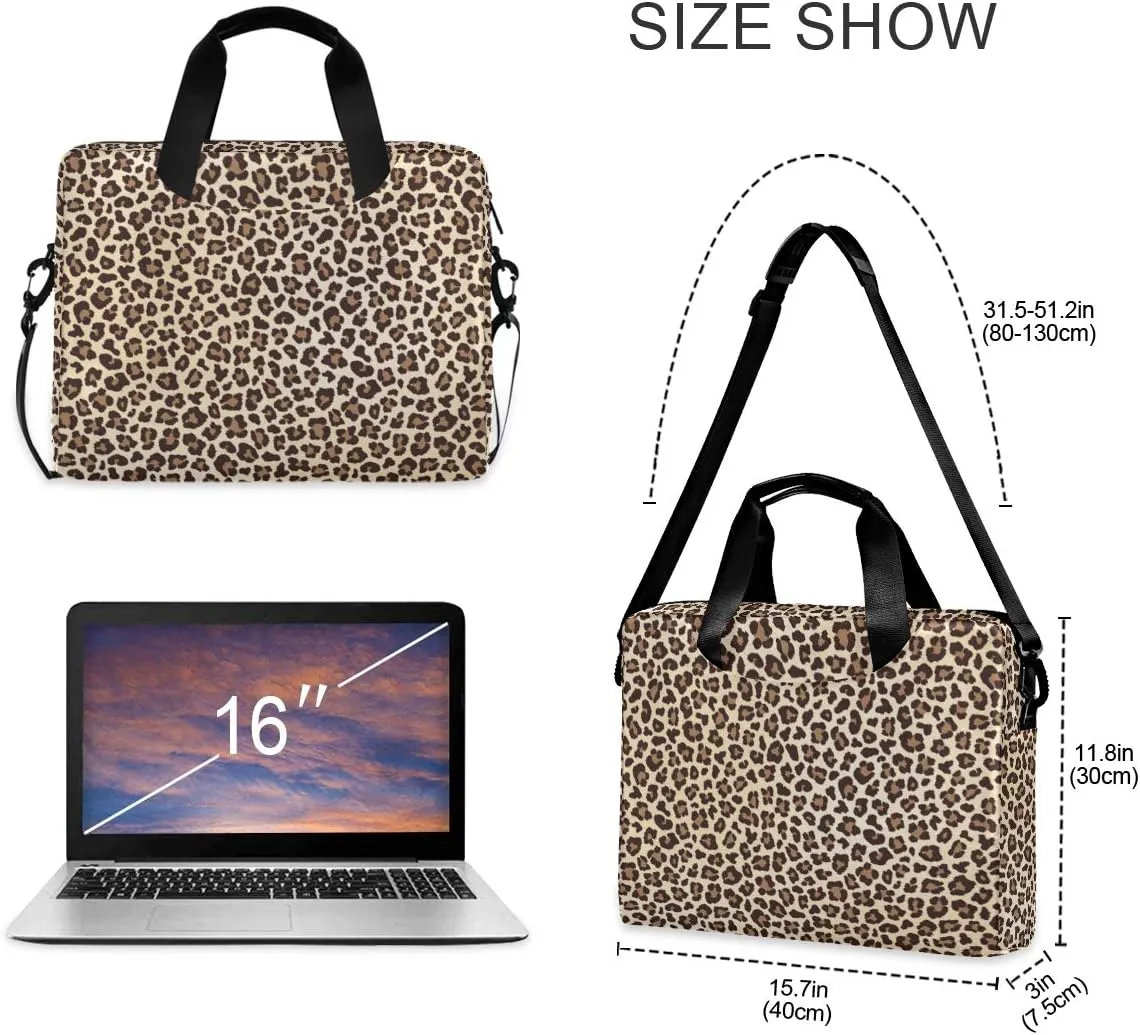 ALAZA Leopard Cheetah Print Animal Gemoetric Laptop Case Bag Sleeve Portable Crossbody Messenger Briefcase w/Strap Handle, 13 14 15.6 inch