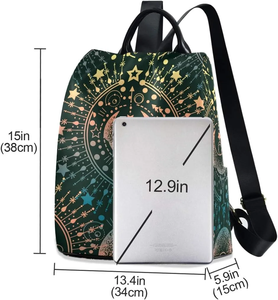 ALAZA Moon & Star Alchemy Magical Backpack Purse for Women Anti Theft Fashion Back Pack Shoulder Bag