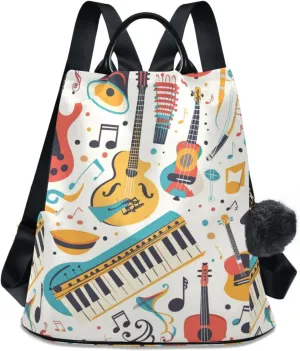 ALAZA Music Note Musical Instrument Backpack Purse for Women Anti Theft Fashion Back Pack Shoulder Bag