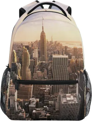 ALAZA New York City Skyline City Skyscrapers Sunset Travel Laptop Backpack Bookbags for College Student