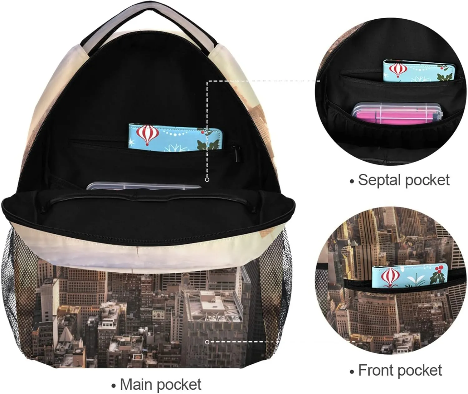ALAZA New York City Skyline City Skyscrapers Sunset Travel Laptop Backpack Bookbags for College Student
