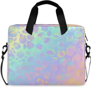 ALAZA Rainbow Leopard Print Rose Gold Cheetah Laptop Case Bag Sleeve Portable Crossbody Messenger Briefcase w/Strap Handle, 13 14 15.6 inch