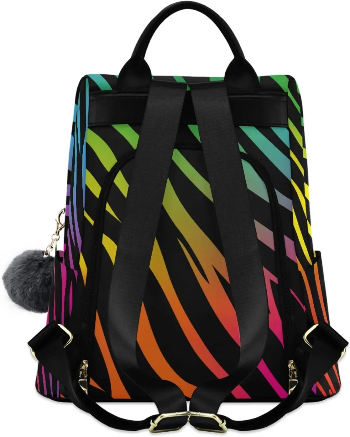 ALAZA Rainbow Zebra Print Animal Backpack Purse for Women Anti Theft Fashion Back Pack Shoulder Bag