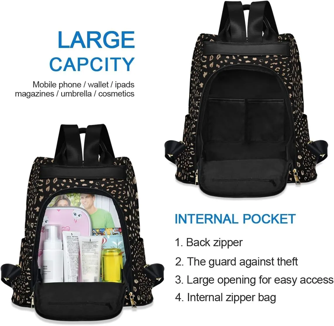 ALAZA Realistic Leopard Cheetah Print Animal Backpack Purse for Women Anti Theft Fashion Back Pack Shoulder Bag