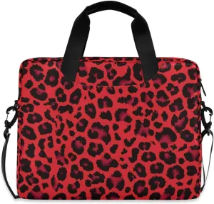 ALAZA Red Leopard Print Cheetah Laptop Case Bag Sleeve Portable Crossbody Messenger Briefcase w/Strap Handle, 13 14 15.6 inch