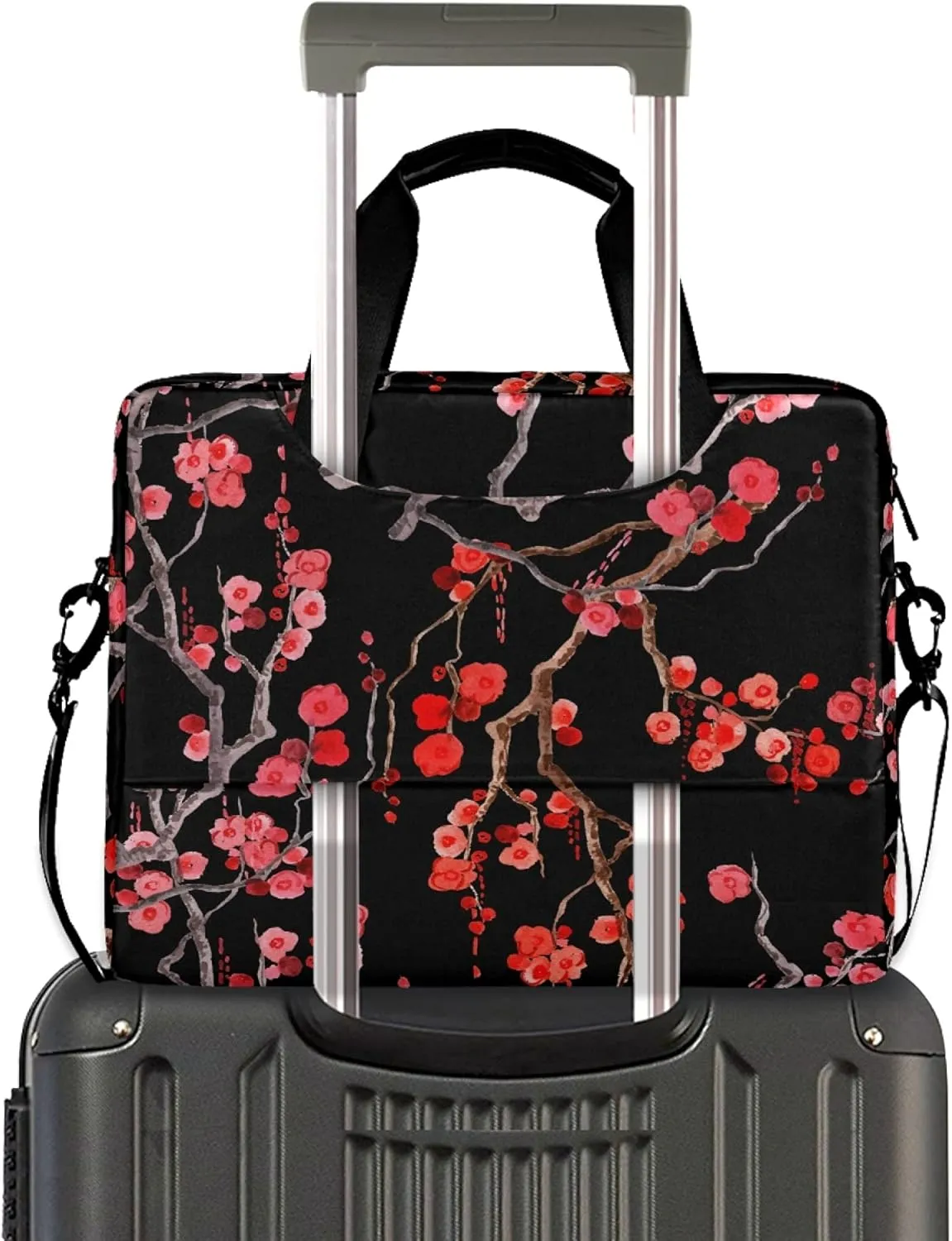 ALAZA Sakura Cherry Blossom Flower Floral Laptop Case Bag Sleeve Portable Crossbody Messenger Briefcase w/Strap Handle, 13 14 15.6 inch