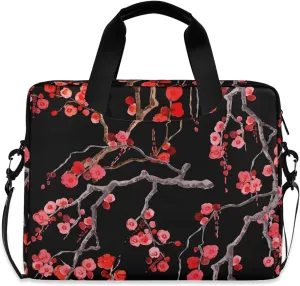 ALAZA Sakura Cherry Blossom Flower Floral Laptop Case Bag Sleeve Portable Crossbody Messenger Briefcase w/Strap Handle, 13 14 15.6 inch